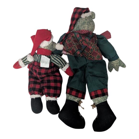 Christmas Holiday Decor Set of 2 Shelf Sitting Frogs - Picture 6 of 6